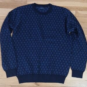 Men's Blue Patterned Crewneck Sweater